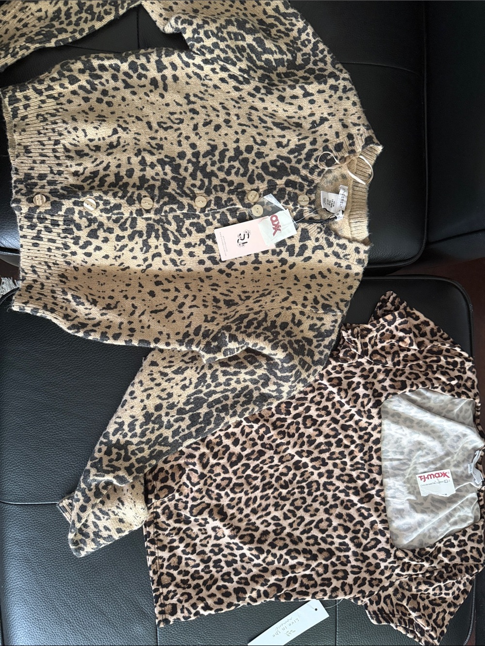 Sincerely Jules Leopard Print Blouse & Cardigan Set - Beige & Black